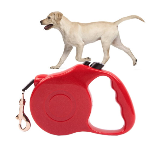 Correa para perros retráctil automática de 3 metros, color rojo. 1