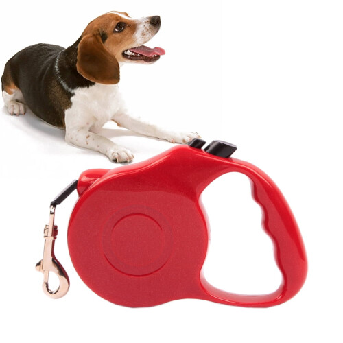 Correa para perros retráctil automática de 3 metros, color rojo. 2