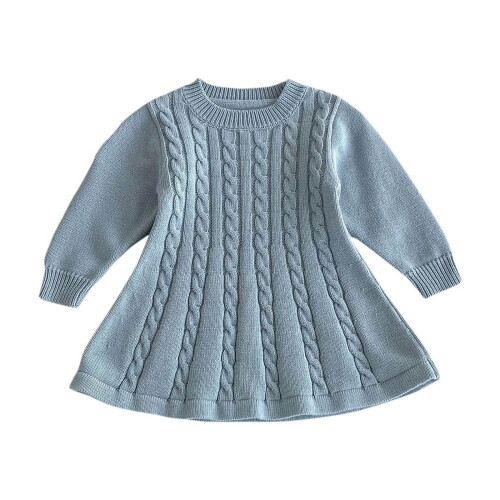 Robe pull côtelée bleu clair pour tout-petits avec