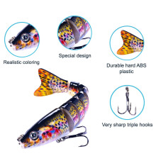 Lifelike Segment Swimbait Lure with 3D Eyes & Treble Hooks – Sinking Hard Bait for Bass, Trout, Walleye – Compatible with Standard Rods
