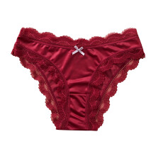 Women's satin silk lace hipster panties seamless briefs