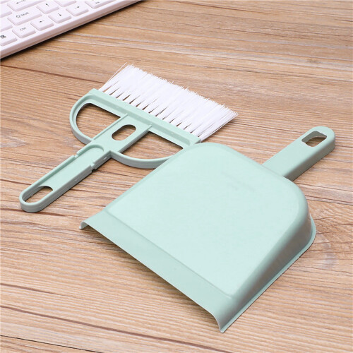 Mini Dustpan and Brush Set Soft Bristles 1 Pack Green