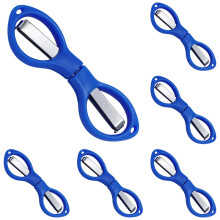 Folding Scissors, 6 Pcs Small Stainless Steel Foldable Scissors, Portable Mini Travel Scissors for Home Travel Office, Blue