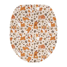 Corgi Paw Elongated Toilet Lid Covers, Soft Stretchable, Fit 17.3"x13", Compatible with Standard Oblong Toilets