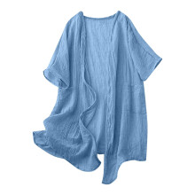 Damen-Leinen-Kimono-Cardigan, einfarbig, Größen M-XXL