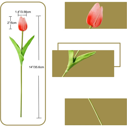 Tulipani artificiali viola chiaro in lattice morbido, 10 pezzi 1