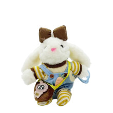 Bunny plush toy soft white with blue retro dress 1 piece