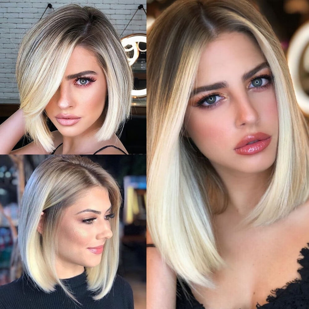 Women's Short Bob Wig Straight Human Hair 1 Piece