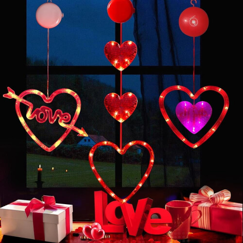 Luci decorative a LED a forma di cuore con timer per interni.