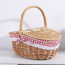 Wiklinowy kosz piknikowy z wkładką Khaki 25x18x24cm 1 szt.