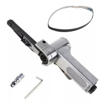 10MM Air Belt Sander Pneumatic Angle Grinder Machine with Sanding Belts Set, for Metal Wood Plastic Auto Body Grinding