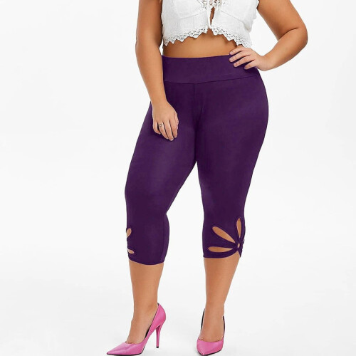 Γυναικείο παντελόνι Capri Plus Size με λάστιχο στη μέση 1
