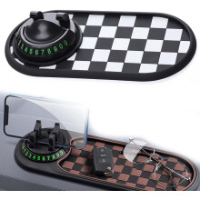 4-in-1 Anti-Slip Car Mat Phone Holder w/ Parking Plate, Silicone Dash Organizer for Phone/Sunglasses/Keys – Compatible with All Cars