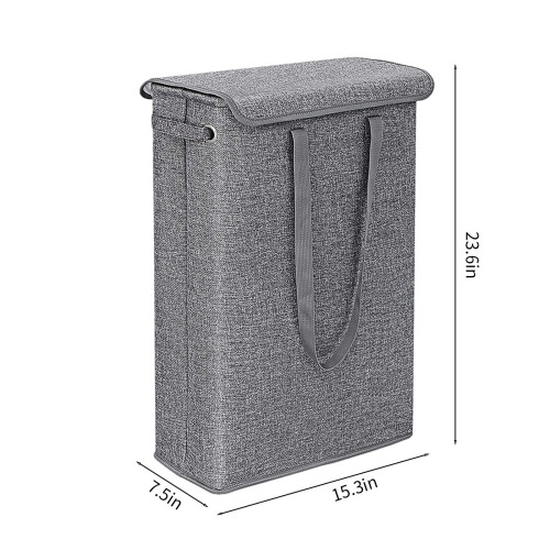 Cesto de roupa suja cinza Slim45L com tampa e forro impermeável 2