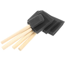 Black Sponge Paint Brushes with Wood Handles 3-Pack