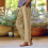 Damen-Freizeithose mit weitem Bein, Baumwollmischung, elastischer Bund 2