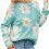 Dame oversized pullover med grønt margueritprint 2