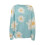 Dame oversized pullover med grønt margueritprint 5