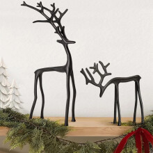 Black Reindeer Statues Christmas Decor Set of 2