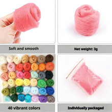 Wool Roving Yarn for Needle Felting 36 Colors