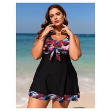 Women's Plus Size Tropical Print Tankini Set 2-Piece