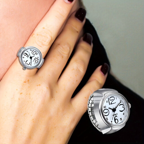 Minimalistische Quarz-Ringuhr mit elastischem Armband 2