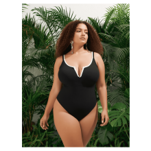 Women's Black V-Neck Backless Monokini Slim Fit