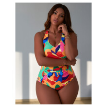 Women's plus size tummy control one piece swimsuit vintage