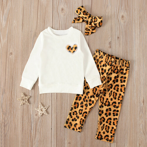 Herbstoutfit für Babys: Pullover und Leopardenhose, Größe 0-4 1