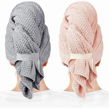Mikrofiberhårduksturban för kvinnor 64 x 91 cm 2-pack