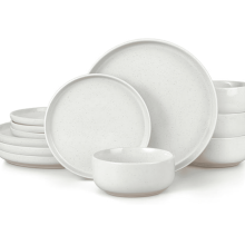 Stoneware dinnerware set for 4 people, 12-piece, snowy white