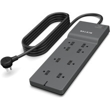 Surge Protector 8 AC Outlets 8ft Flat Cord 2500J UL-Listed