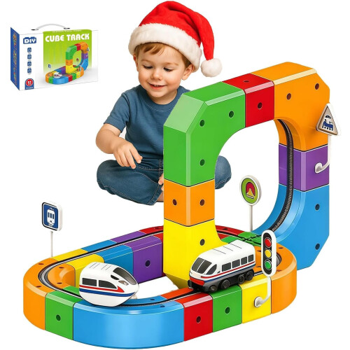 Electric Train Set with 3D Modular Track Cubes