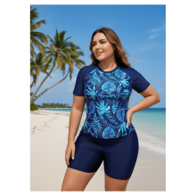 Women's plus size tankini swimsuit sky blue dark blue
