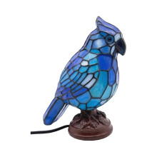 Lampe perroquet cardinal en résine vitrail bleu, 3 couleurs, USB