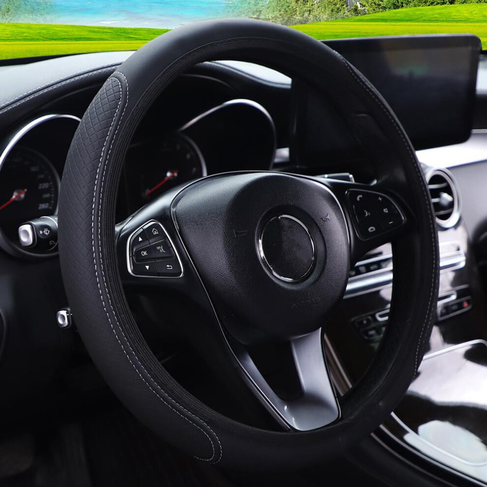 Leather Steering Wheel Cover Universal 14-15 Inch 962125025040