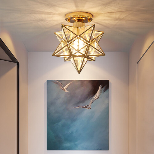 Messing Moravian Star loftlampe med indbygningsplade1