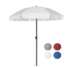 Parasol de terrasse blanc de 1,98 m avec mât en acier inclinable