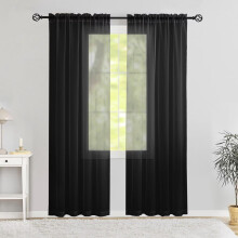 Perdele semi-voiale albe, transparente, 96 cm lățime x 114 cm lungime, 2 panouri