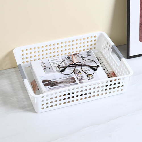Witte plastic wasmand met handvat (1 stuk)