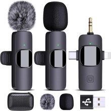 Cordless lavalier mic for camera omnidirectional clip 1