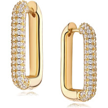 Cubic Zirconia Huggie Earrings 14k Gold Plated Small
