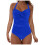 Women's Solid Ribbed Monokini Swimsuit Scoop Neck Low Back 1