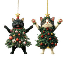Black Cat Acrylic Christmas Ornament 1 Piece