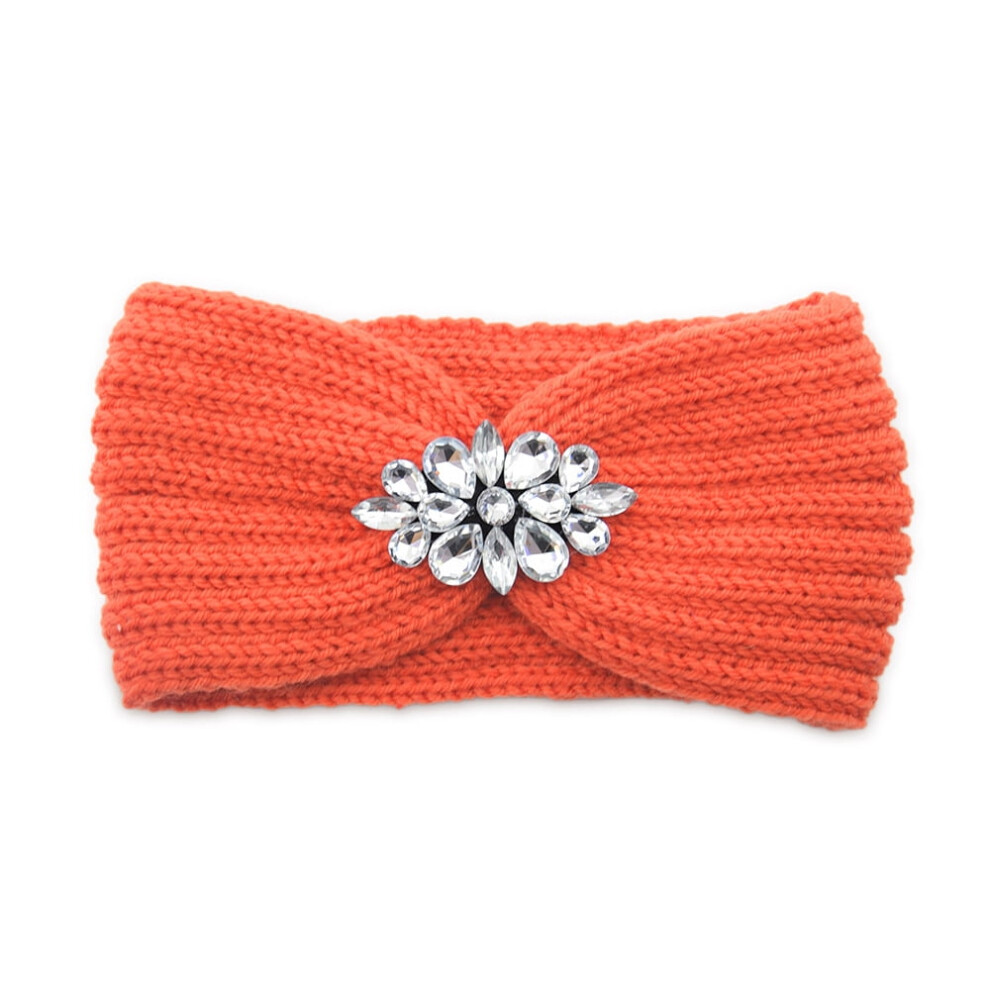 Women's knitted wool headband with cross knot design