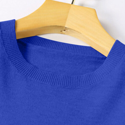 Women's Cotton Sweater Long Sleeve Crewneck Solid Color 2