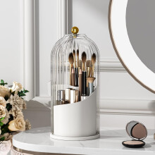 Porte-pinceaux de maquillage avec couvercle et rotation Ă 360