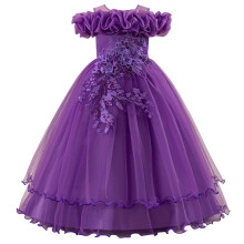 Girls Casual Wedding Dress Off-Shoulder Tutu Skirt Ages