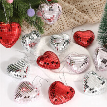 Boules de Noël en plastique en forme de cœur (12 pièces)