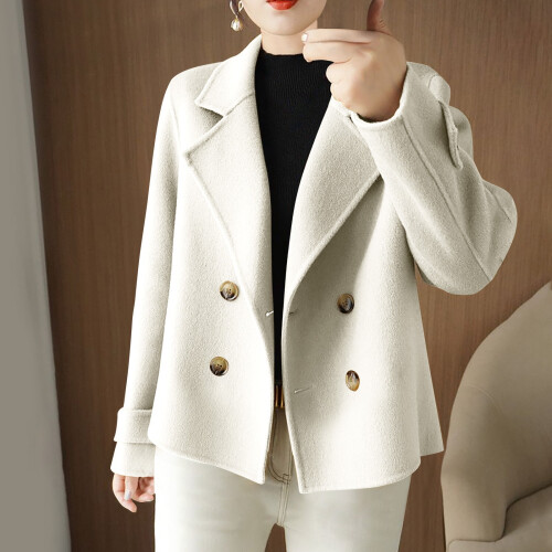 Blazer feminino oversized em tweed misto de lã com mangas compridas 1